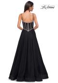 Picture of: Tulle A-line Prom Dress with Rhinestone Detail on Corset Top in Black , Style 32675, Detail Picture 4