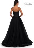 Picture of: Tulle Prom Dress with A-Line Skirt and Ruched Corset Top in Black, Style: 32700, Detail Picture 4