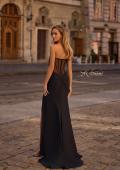 Picture of: Evening Dress with Illusion Strapless Bodice and Lace Applique in Black , Style 32912, Detail Picture 4