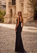 Picture of: Long Stretch Lace Prom Dress with Illusion Corset Waist in Black , Style 32943, Detail Picture 4