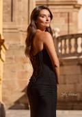 Picture of: Strapless Corset Gown with Lace-Up Back and High Slit in Black, Style: 33199, Detail Picture 4