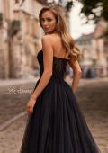 Picture of: Strapless A-Line Gown with Sheer Corset Bodice and High Slit in Black, Style: 33307, Detail Picture 4
