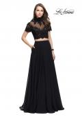 Picture of: Two Piece Dress with Beaded Lace Top and Sheer Back in Black, Style: 25401, Detail Picture 5