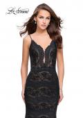 Picture of: Beaded Lace Prom Dress with Mermaid Skirt in Black, Style: 26106, Detail Picture 5