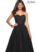 Picture of: Strapless A Line Ball Gown with Metallic Embroidery in Black, Style: 27063, Detail Picture 5
