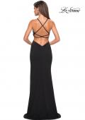 Picture of: Long Prom Dress with High Neck and Wrap Detail in Black, Style: 27070, Detail Picture 5