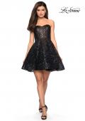 Picture of: Short Prom Dress with Sequins and A-Line Skirt in Black, Style: 27517, Detail Picture 5