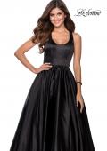 Picture of: Satin Ball Gown with Criss Cross Back and Pockets in Black, Style: 28281, Detail Picture 5