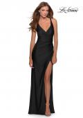 Picture of: Jersey Prom Dress with Side Ruched Gathering in Black, Style: 28289, Detail Picture 5