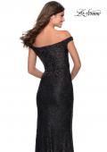 Picture of: Beaded Lace Prom Dress with Off the Shoulder Detail in Black, Style: 28301, Detail Picture 5