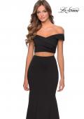 Picture of: Two Piece Off The Shoulder Dress with Pleated Top in Black, Style: 28521, Detail Picture 5