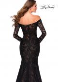 Picture of: Off the Shoulder Lace Long Sleeve Prom Dress in Black, Style: 28569, Detail Picture 5