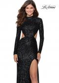 Picture of: Long Sleeve Sequin Prom Dress with Open Back in Black, Style: 28771, Detail Picture 5