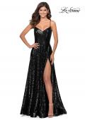 Picture of: Floor Length Sequin Dress with Faux Wrap Skirt in Black, Style: 28909, Detail Picture 5