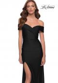 Picture of: Off the Shoulder Chic Jersey Gown with Ruching in Black, Style 29781, Detail Picture 5