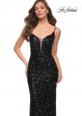 Picture of: Gorgeous Sequin Dress with V Neck and Open Back in Black, Style 29872, Detail Picture 5