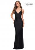 Picture of: Long Jersey Gown with Rhinestones Throughout in Black, Style 29935, Detail Picture 5
