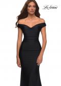 Picture of: Luxe Off the Shoulder Gown with Mesh Side and Back Panels in Black, Detail Picture 5