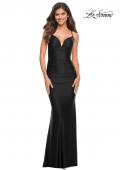 Picture of: Stunning Luxe Jersey Dress with Deep V Neckline in Black, Style: 30484, Detail Picture 5