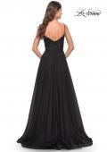 Picture of: A-line Gown with Sheer Floral Embellished Bodice in Jewel Tones in Black, Style: 30639, Detail Picture 5