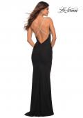 Picture of: Rhinestone Strap Net Jersey Dress with Ruching in Black, Detail Picture 5