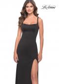 Picture of: Simple Chic Long Jersey Gown with Square Neckline in Black, Style: 31071, Detail Picture 5