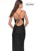 Picture of: Simple Stretch Sequin Gown with High Circle Slit in Black, Style: 31166, Detail Picture 5