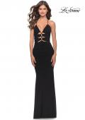 Picture of: Unique Cut Out Net Jersey Prom Dress in Black, Style: 31334, Detail Picture 5