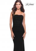 Picture of: Strapless Net Jersey Dress with Illusion Bodice in Black, Style: 31584, Style: 31584