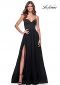 Picture of: Tulle A-Line Gown with Satin Bustier Top in Black, Style: 32065, Detail Picture 5