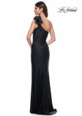 Picture of: One Shoulder Jersey Gown with Feather Detail in Black, Style: 32076, Detail Picture 5