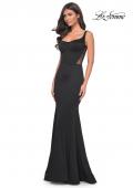 Picture of: Mermaid Jersey Gown with Bustier Top and Lace Up Back in Black, Style: 32268, Detail Picture 5