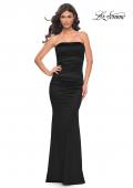 Picture of: Strapless Stretch Satin Dress with Ruching in Black, Style: 32300, Detail Picture 5