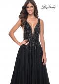 Picture of: A-Line Rhinestone and Beaded Embellished Prom Dress in Black, Style: 32345, Detail Picture 5