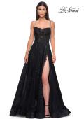 Picture of: Gorgeous A-line Tulle Gown with Beaded Floral Applique in Black , Style 32781, Detail Picture 5