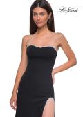 Picture of: Strapless Jersey Dress with Rhinestone Neckline and Slit Detail in Black , Style 32825, Detail Picture 5