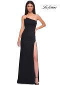 Picture of: Chic Jersey Dress with Asymmetrical Neckline and Sheer Back in Black , Style 32849, Detail Picture 5