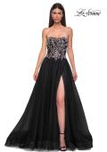 Picture of: A-line Tulle Prom Dress with Stunning Floral Beaded Design in Black , Style 32862, Detail Picture 5