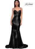 Picture of: Mermaid Metallic Jersey Dress with Draped Neckline in Black , Style 32897, Detail Picture 5