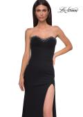 Picture of: Chic Jersey Evening Dress with Scattered Rhinestone Neckline in Black , Style 32975, Detail Picture 5