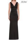 Picture of: Metallic Jersey Gown with V-Neckline and Low Back in Black, Style: 33425, Detail Picture 5