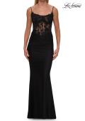 Picture of: Lace Corset Gown with Sheer Bodice and Rhinestones in Black, Style: 33774, Detail Picture 5