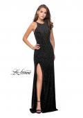 Picture of: Sparkling Velvet Prom Dress with Rhinestone Beading in Black, Style: 25679, Detail Picture 6