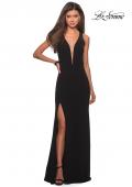 Picture of: Plunging Neckline Prom Dress with Criss Cross Back in Black, Style: 27082, Detail Picture 6