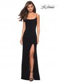 Picture of: Simple Floor Length Jersey Dress with Scoop Neck in Black, Style: 27469, Detail Picture 6