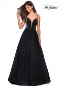Picture of: Tulle evening Gown with Satin Bust and V Shaped Back in Black, Style: 27485, Detail Picture 6