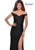 Picture of: Beaded Lace Prom Dress with Off the Shoulder Detail in Black, Style: 28301, Detail Picture 6
