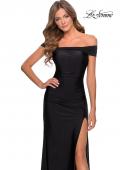 Picture of: Off the Shoulder Prom Dress with Tie Back and Slit in Black, Style: 28506, Detail Picture 6