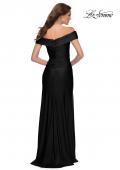 Picture of: Off the Shoulder Chic Jersey Gown with Ruching in Black, Style 29781, Detail Picture 6