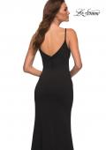 Picture of: Simple Jersey Gown with V Neckline and Slit in Black, Detail Picture 6
